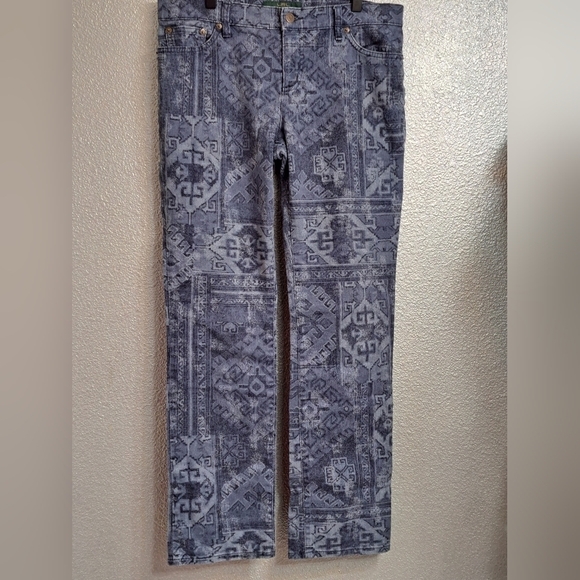 LRL Lauren Jeans Co. Printed Tribal Modern Jean  Size 10 - Picture 1 of 4